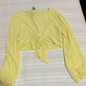 Altar'd State Sunny Yellow Tie-Front Blouse